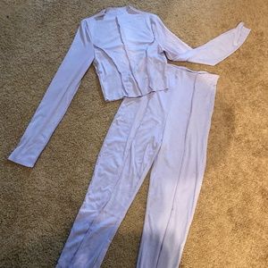 Womens Sz M medium lilac purple stretch outfit top leggings